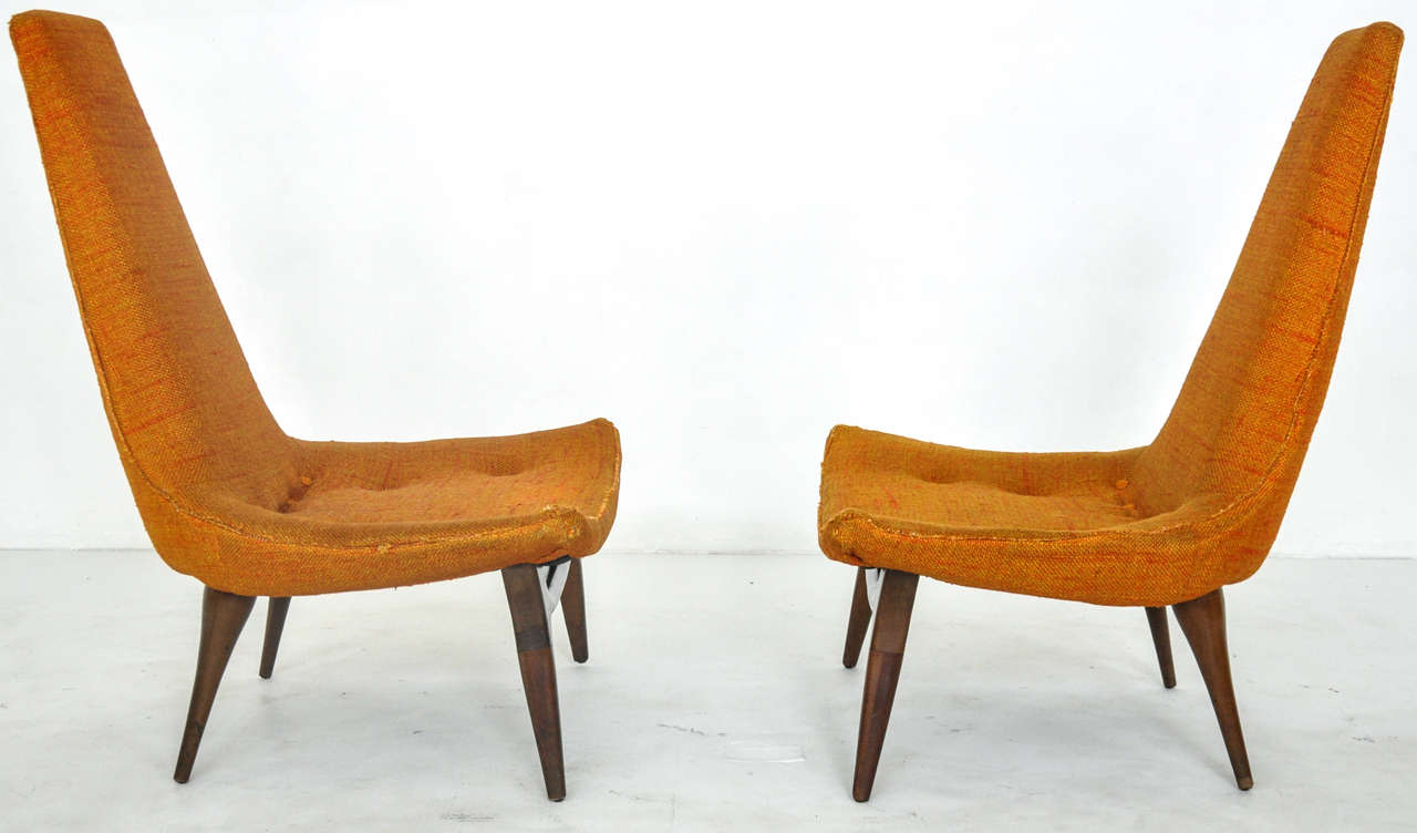 Wood High Back Lounge Chairs, Karpen