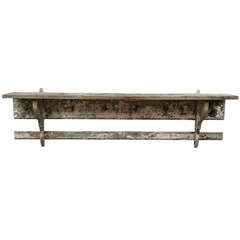 French Rustic Wall Shelf, With Hooks