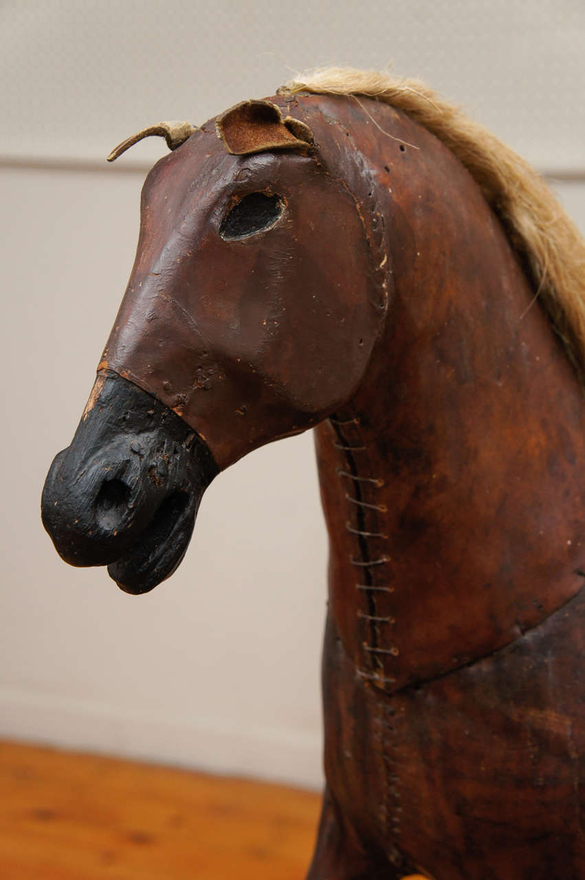 Leather Rocking Horse From France at 1stDibs