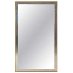 French 1970
s Steel 
Brass Framed Mirror