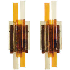 Pair of Stacked Glass Sconces by Svend Aage Holm Sorensen