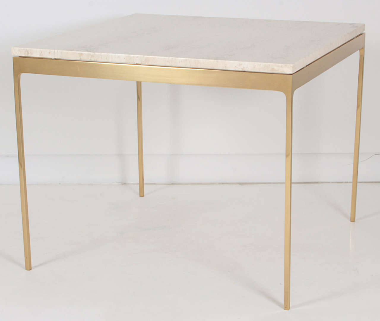 Pair of Brass and Travertine Tables by Nicos Zographos at 1stDibs