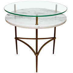 Italian Marble and Glass Hollywood Regency Side Table