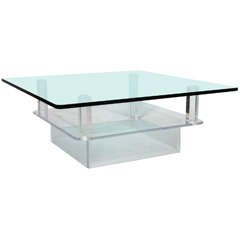 Two Tier Glass Top Lucite Coffee Table