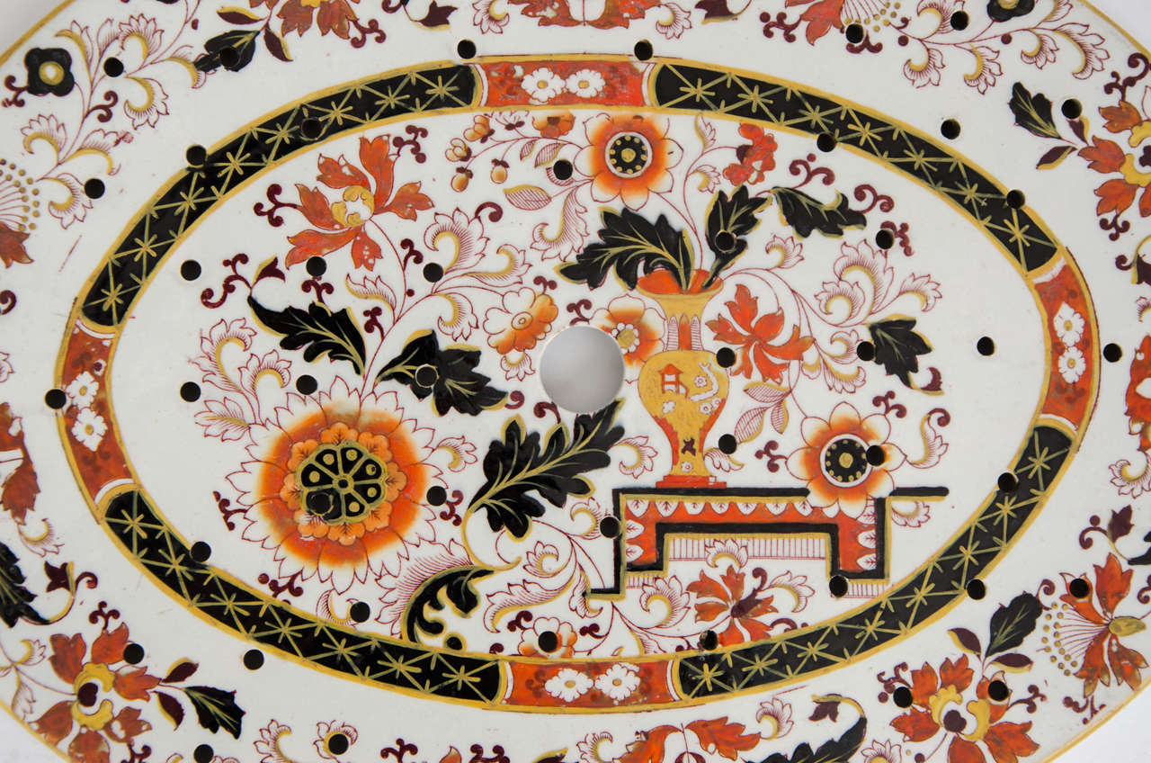 Chinoiserie  Mason's Ironstone Drainer Plate, Hand-Painted Old Japan Pattern, circa 1870