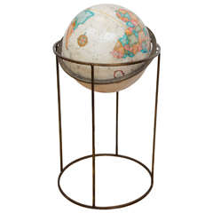 Vintage Replogle Patinated Brass Floor Globe