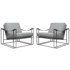 Milo Baughman Floating Lounge Chair Pair, circa 1972