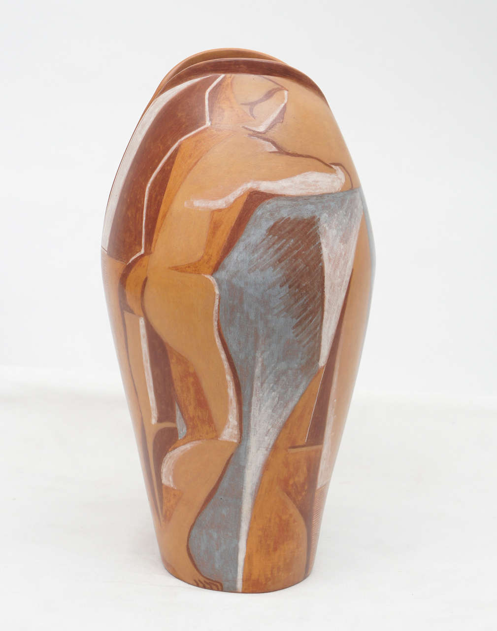 Modern Tall Hand-Painted Ceramic Vase by Carmen Collell