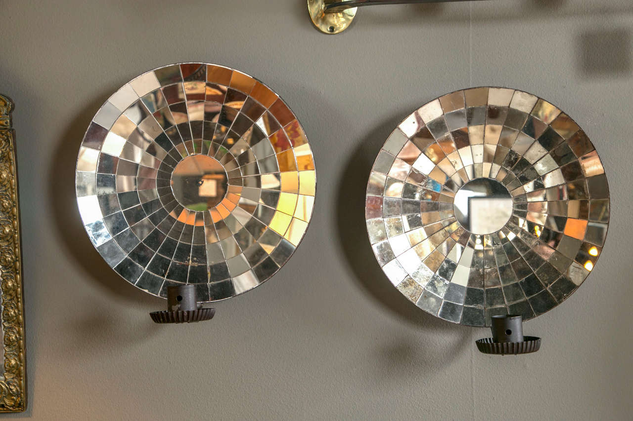 Pair of Large Mirrored Sconces
