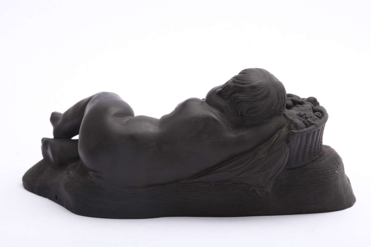 18th Century and Earlier Rare Signed Wedgwood Basalt Figure of Somnus For Sale