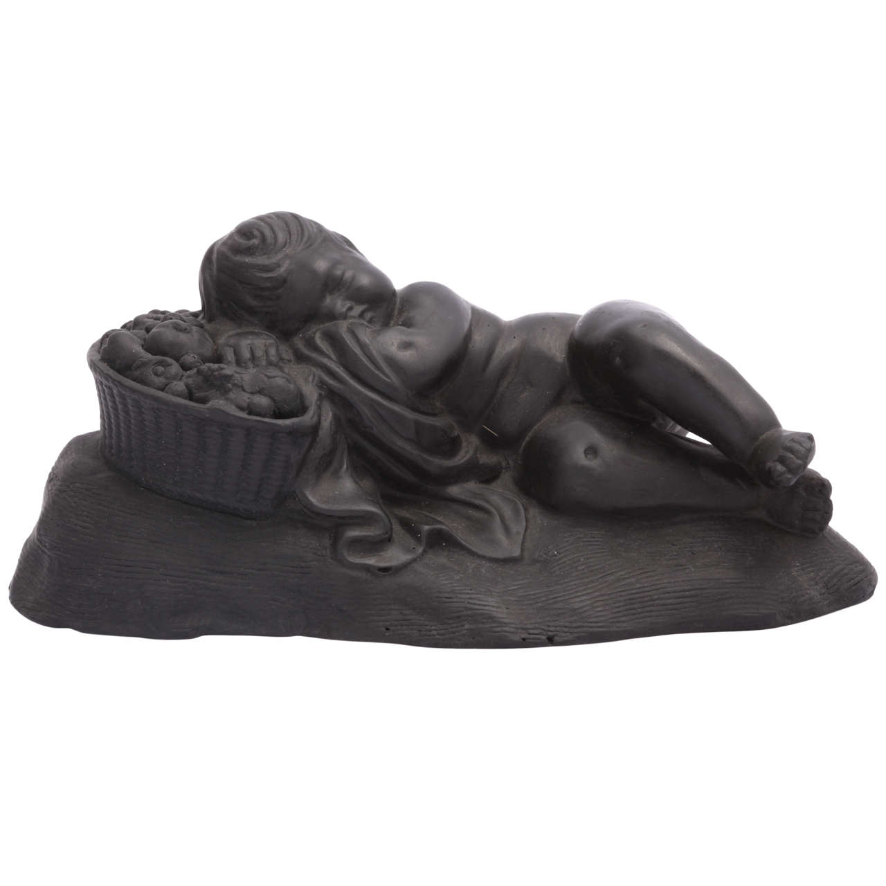 Rare Signed Wedgwood Basalt Figure of Somnus For Sale