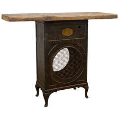 Antique Radio Base Casing Industrial Table