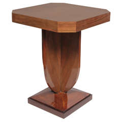 French Art Deco walnut pedestal table