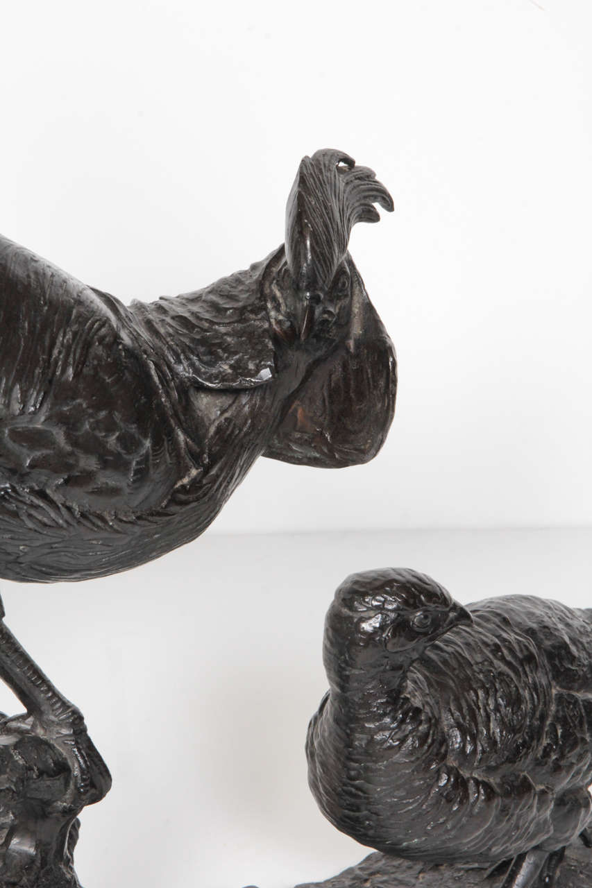 20th Century Large bronze animalier sculpture of two pheasants signed: Buschelberger-1920's