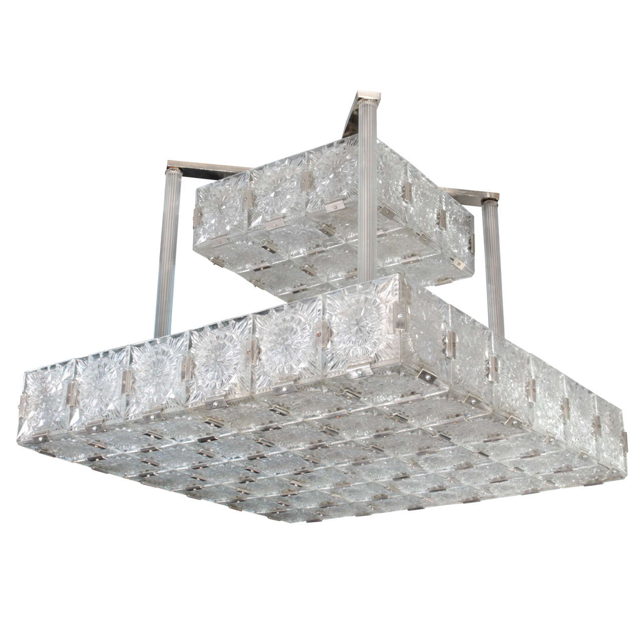 Enormous Mid Century Modern Square Glass Chandelier Kalmar At 1stdibs Enormous Mid Century Modern Square Glass Chandelier Kalmar For