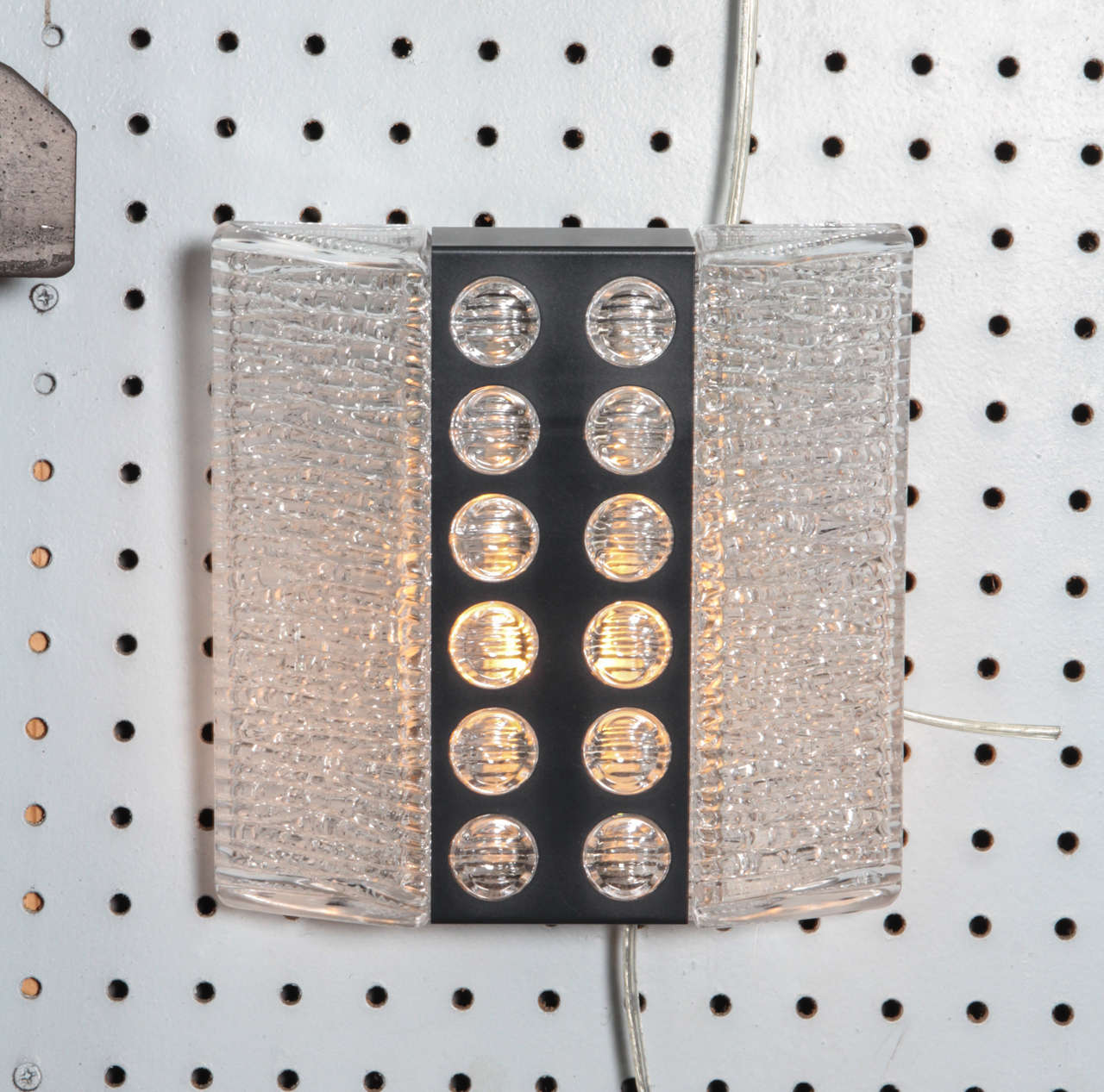 Mid-20th Century  Mid-Century textured glass and metal sconce by Kaiser Leuchten For Sale