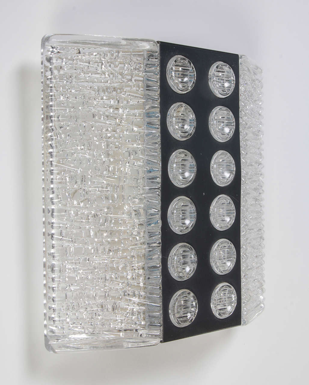  Mid-Century textured glass and metal sconce by Kaiser Leuchten For Sale 1