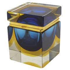 Italian Mandruzzato Murano Glass Sommerso Jewelry Hinged Box