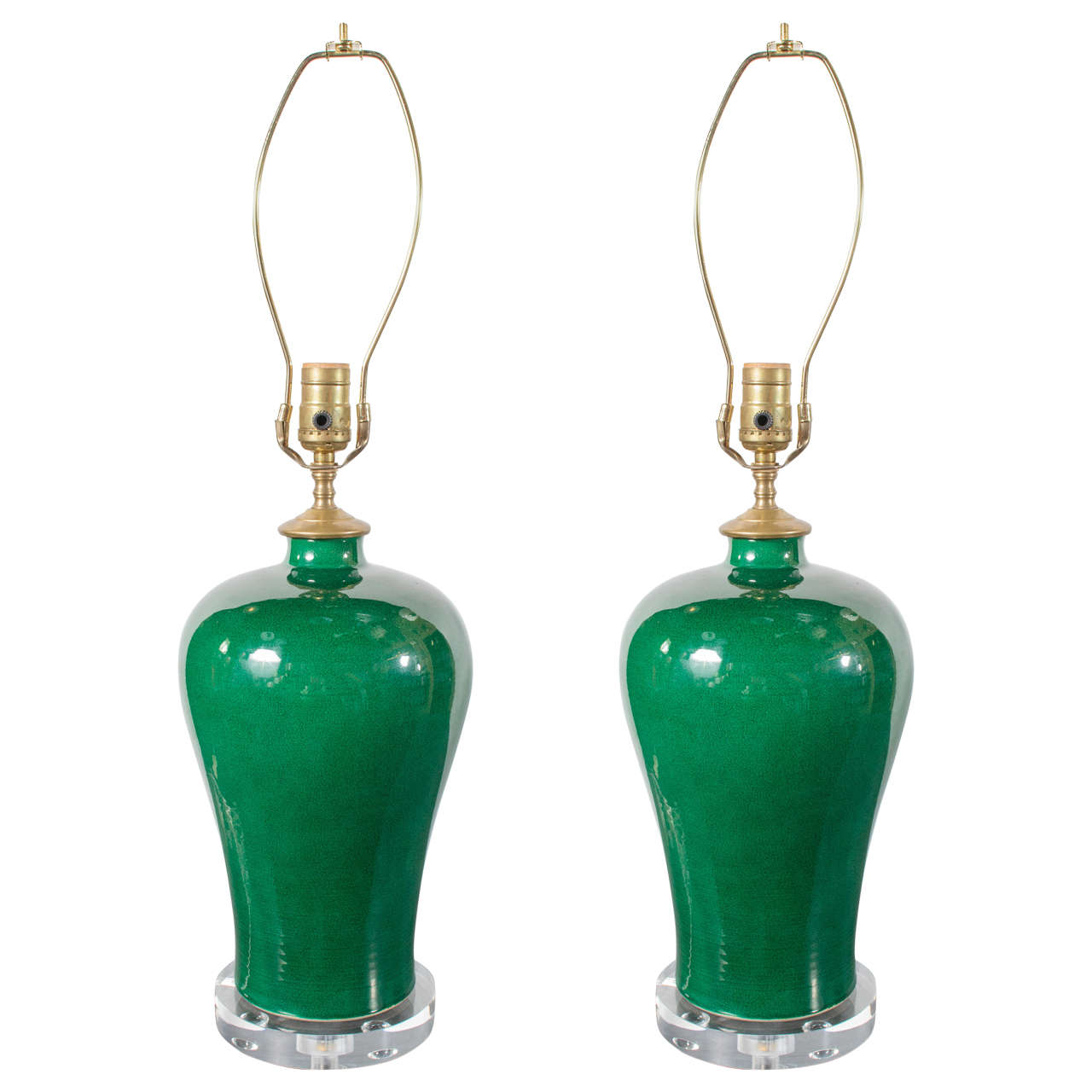 Pair of Green Glazed Ginger Jars