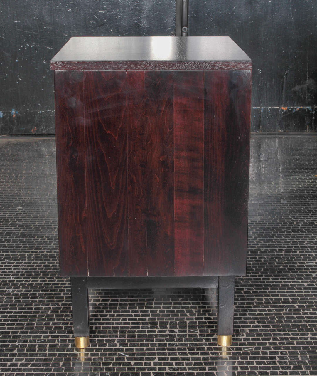 Mid-20th Century Pair of Edward Wormley Ebonized Maple Bedside Tables, Manufactured by Dunbar
