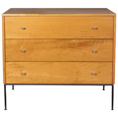 Paul McCobb Planner Group Maple Dresser on Tubular Iron Legs with Ring Pulls