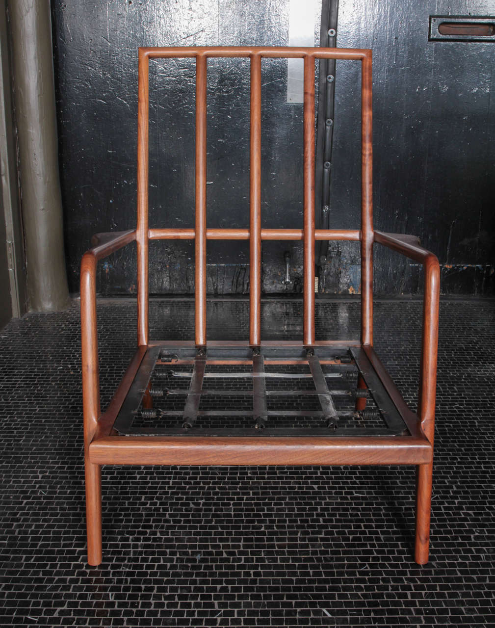 High Backed Walnut Lounge Chair by Smilow Furniture at 1stDibs
