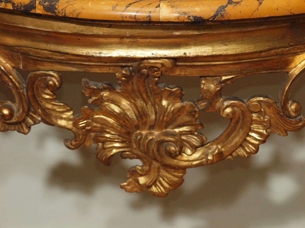 18th Century and Earlier 18th Century Italian Giltwood Console W/ Sienna Top For Sale
