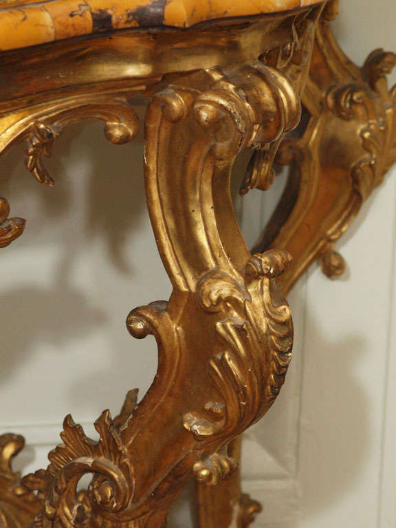 18th Century Italian Giltwood Console W/ Sienna Top For Sale 1
