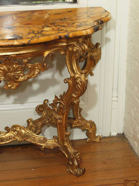 18th Century Italian Giltwood Console W/ Sienna Top For Sale 4