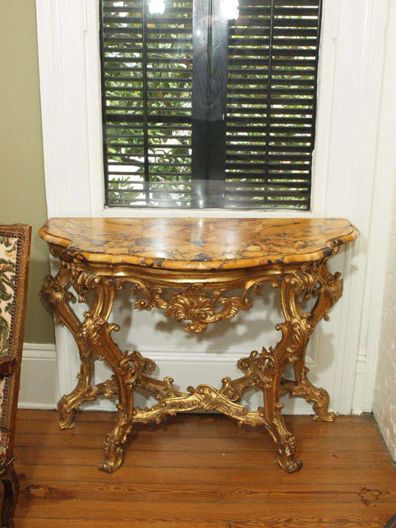 18th Century Italian Giltwood Console W/ Sienna Top For Sale 6