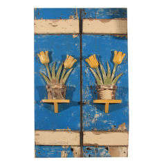 Pair of Hand Carved Tulip Shutters