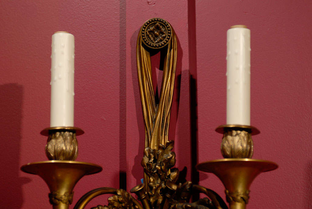 Bronze French Two-Light Sconces