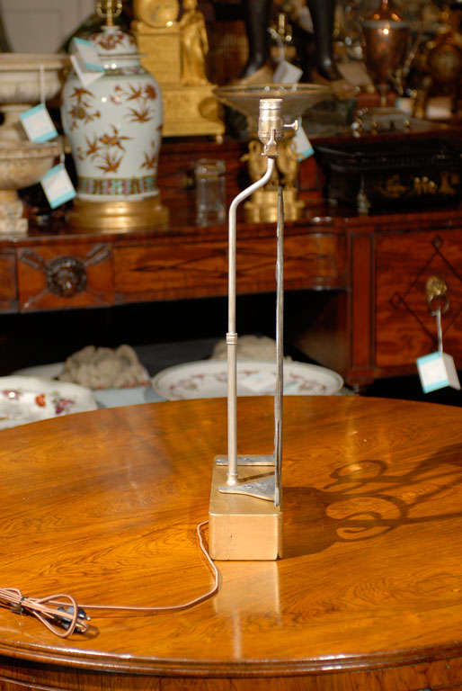 Art Deco Style Figural Lamp on Custom Giltwood Base For Sale 5