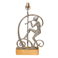 Art Deco Style Figural Lamp on Custom Giltwood Base