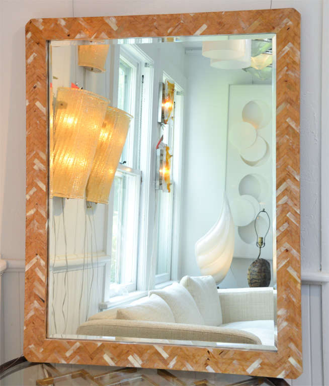 Herringbone Pattern Bone Mirror at 1stDibs
