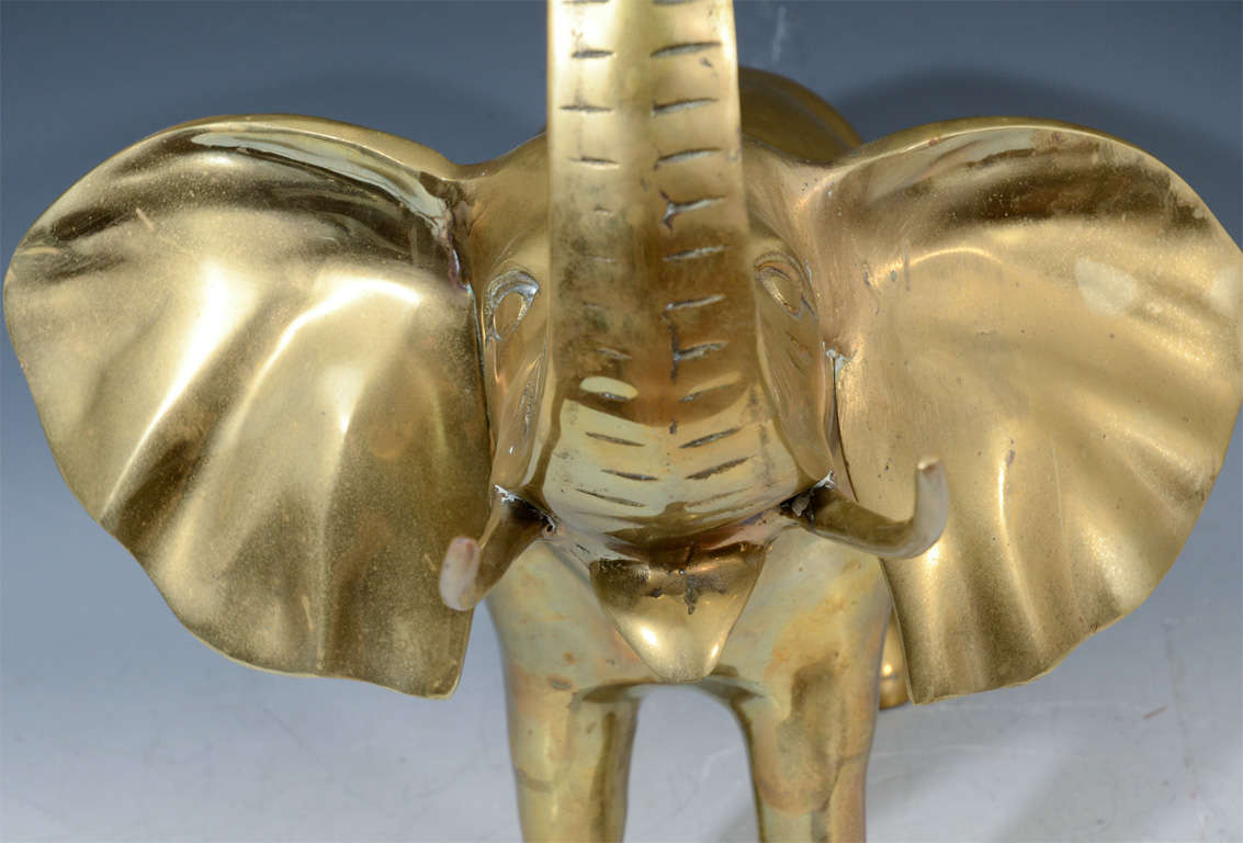 20th Century Vintage Brass Elephant with Raised Trunk