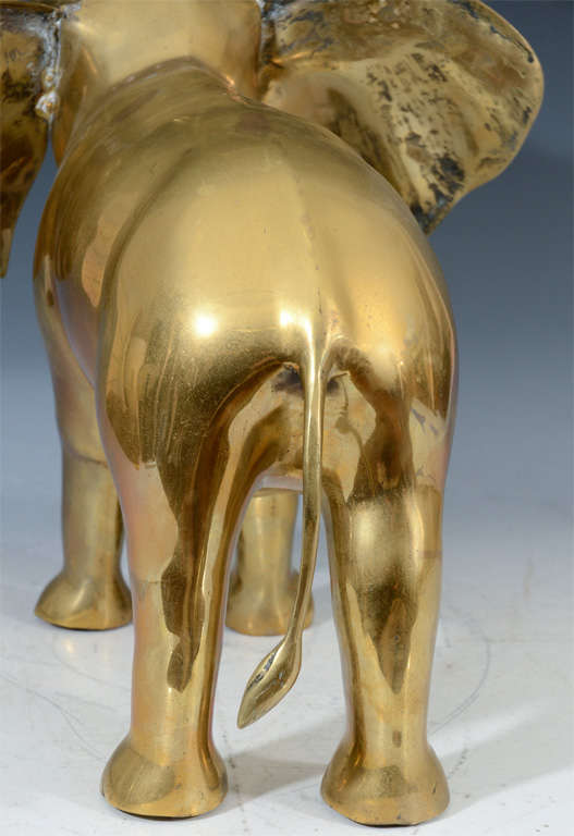Vintage Brass Elephant with Raised Trunk 5