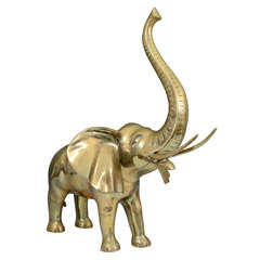 Vintage Brass Elephant with Raised Trunk