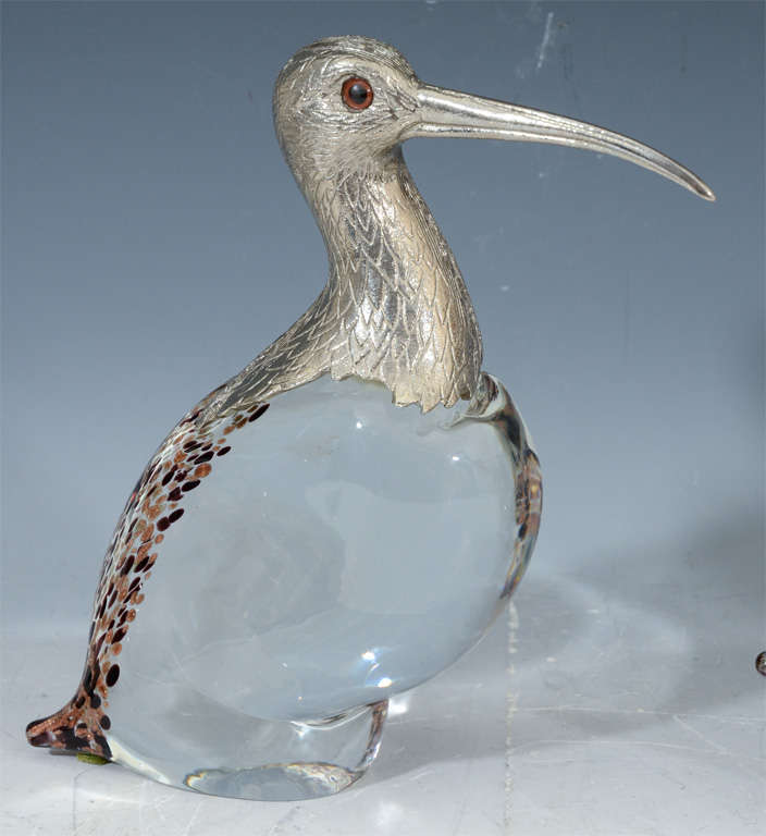 20th Century Pair of Mid Century Murano Glass Bird Sculptures