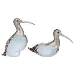 Pair of Mid Century Murano Glass Bird Sculptures