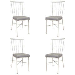 Set of Four Vintage Painted Iron Garden or Bistro Chairs