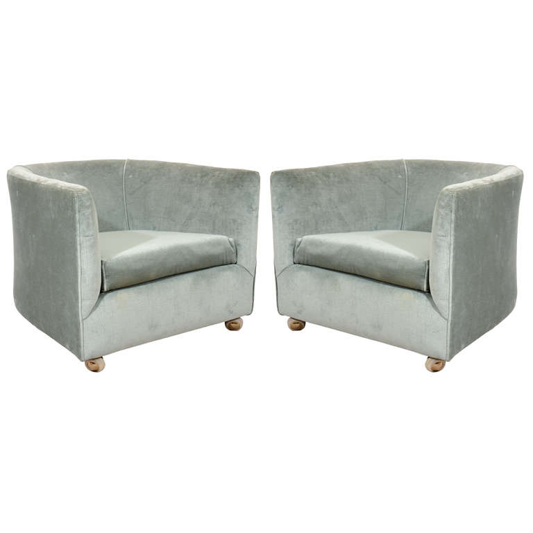 Pair of Mid Century Barrel Back Lounge Chairs