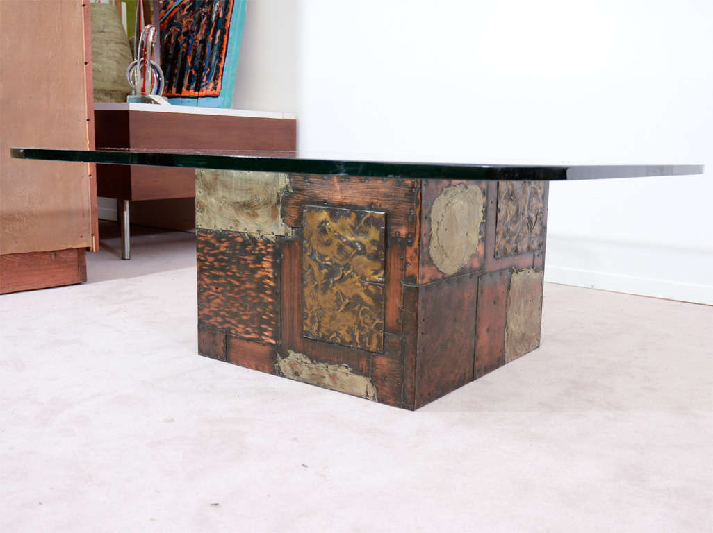 Mid Century Glass & Metal Coffee or Cocktail table by Paul Evans