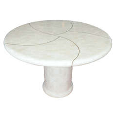 Karl Springer Inlaid Tessellated Marble Pedestal Table