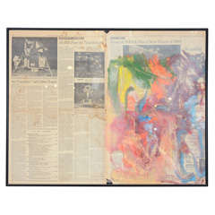 Abstract Expressionist Newspaper Painting by Willem De Kooning