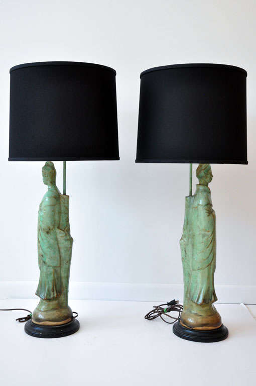 Pair of Celadon Borghese Lamps 2