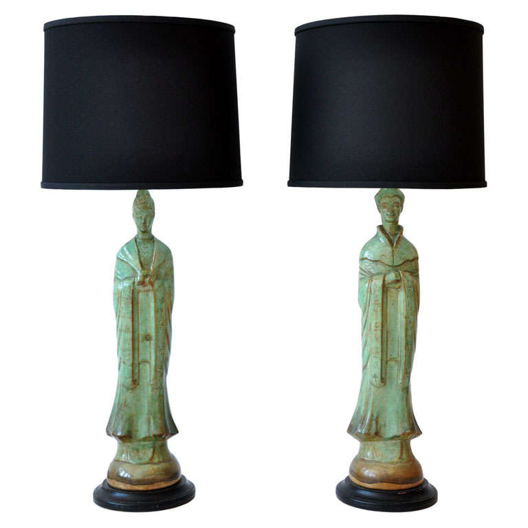 Pair of Celadon Borghese Lamps
