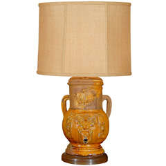 19th Century French Faience Fountain Lamp