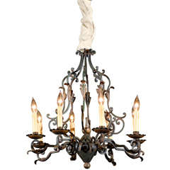 Vintage Old French Iron Chandelier