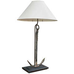 Cast Iron Anchor circa 1900 mounted as a lamp with a custom shade